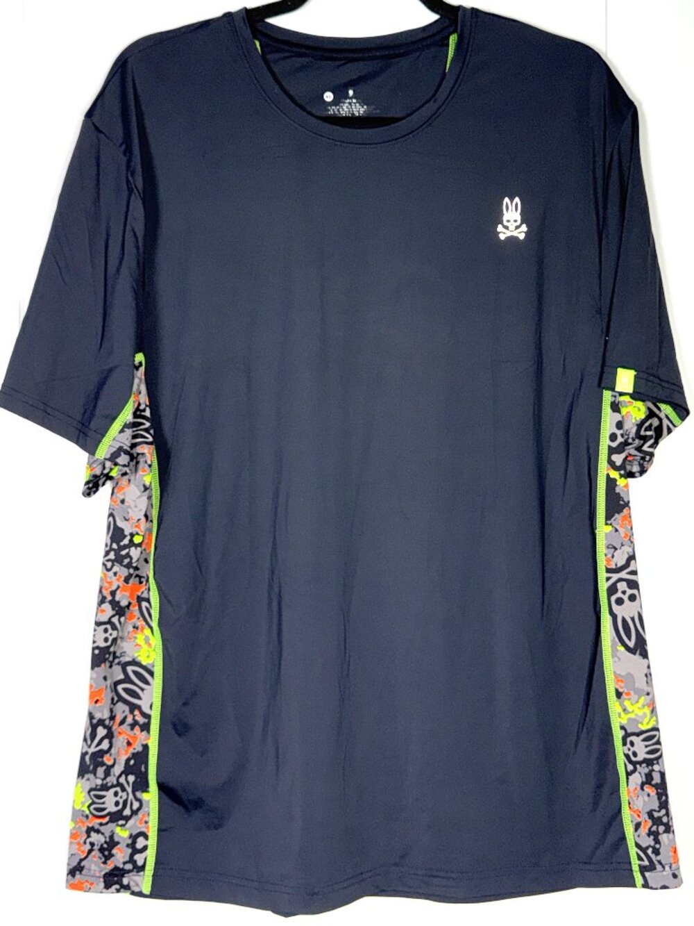 Psycho Bunny Performance Athleisure Black Camo Stretch Pullover T-Shirt Tee XL